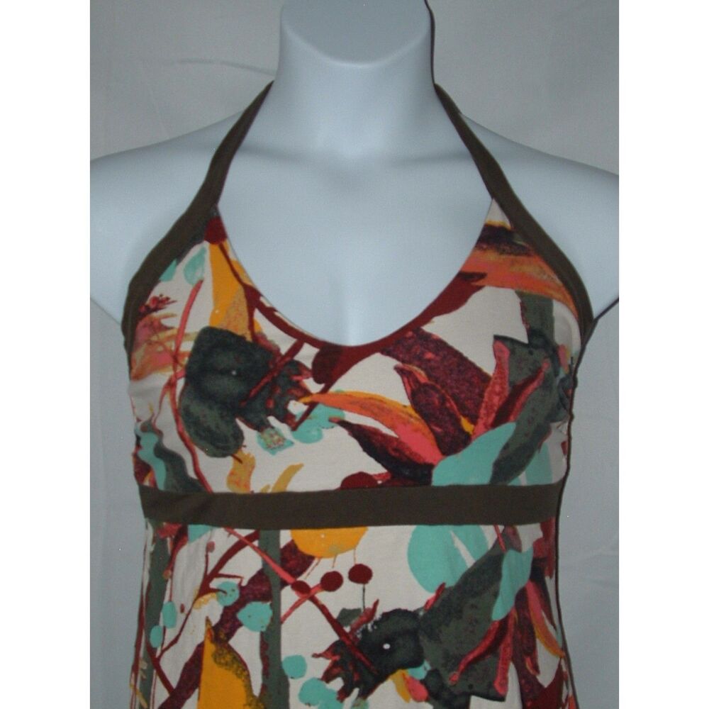 PATAGONIA W's ILIANA Colorful Sz Jr XL Built In Shelf Bra Stretchy Halter Dress - Picture 3 of 5